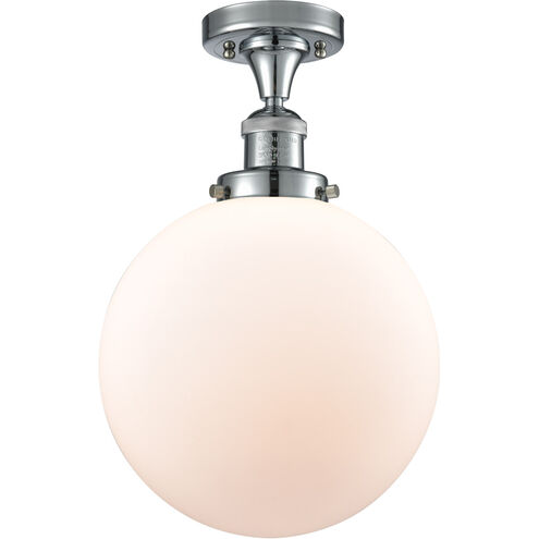 Franklin Restoration X-Large Beacon LED 10 inch Polished Chrome Semi-Flush Mount Ceiling Light in Matte White Glass, Franklin Restoration