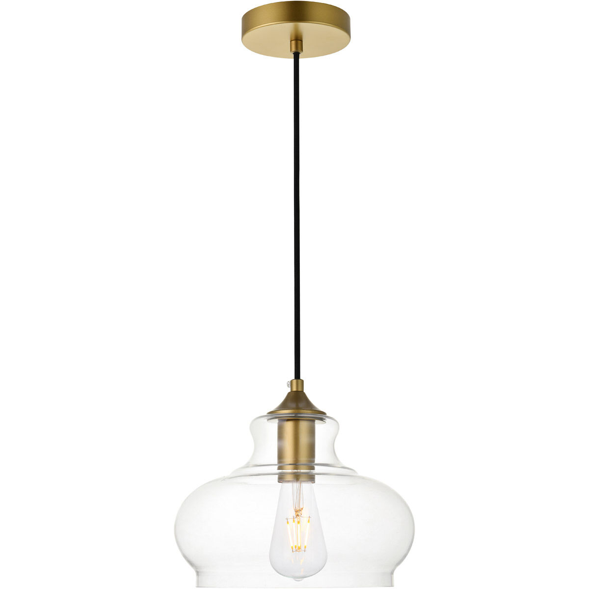 Living District LD2246BR Destry 1 Light 9 inch Brass Pendant Ceiling Light