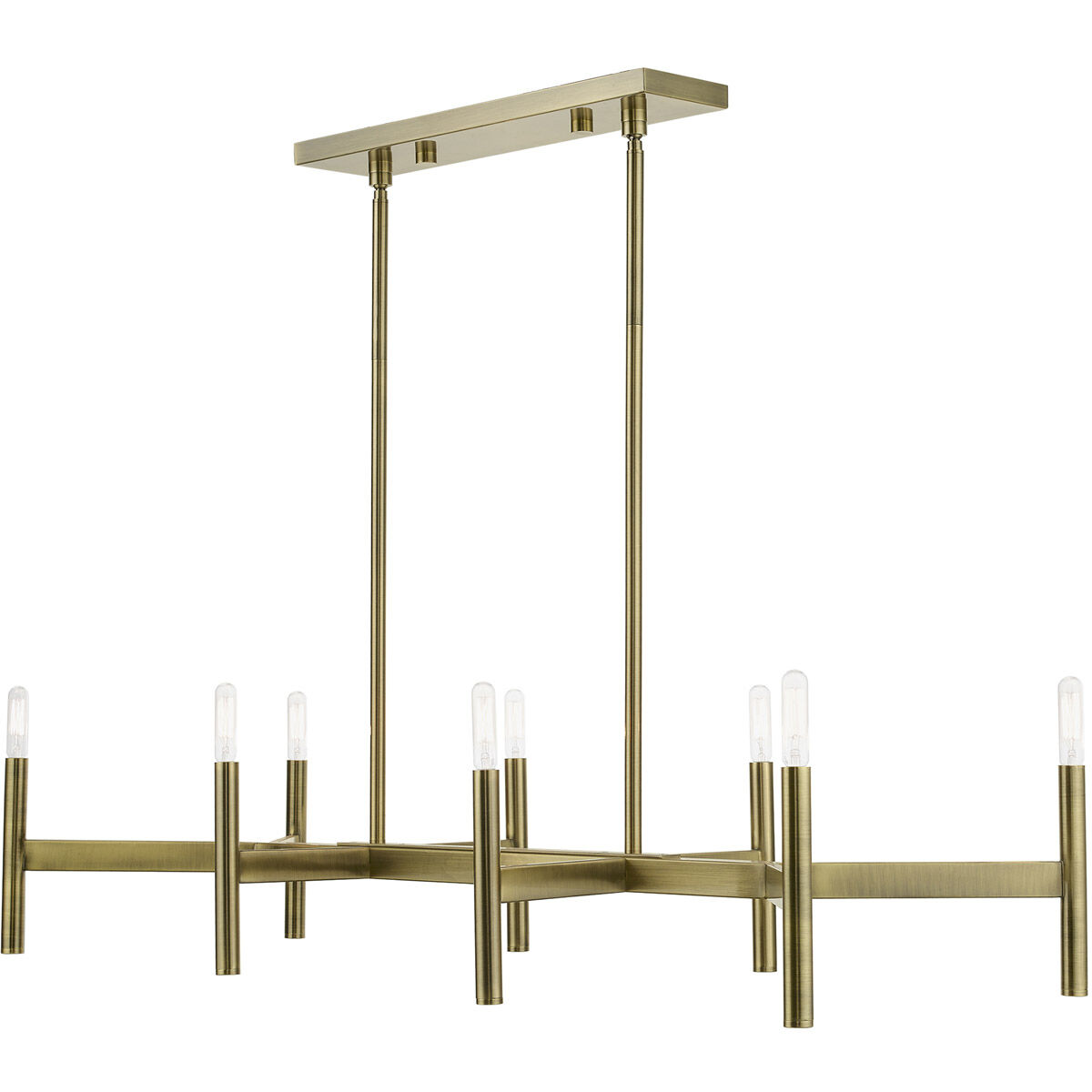 Copenhagen 8 Light 40 inch Antique Brass Linear Chandelier Ceiling Light