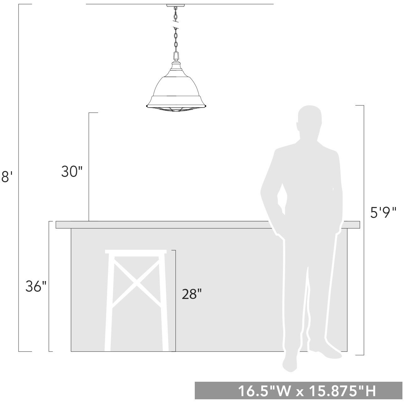 Bartlett Pendant Ceiling Light in French White, Large