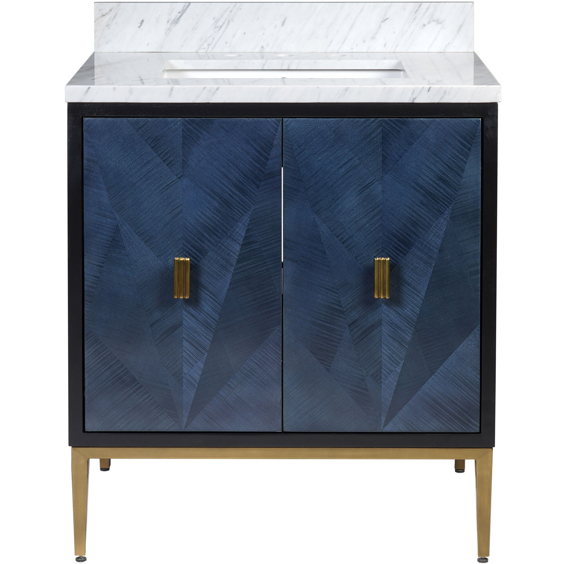 Kallista 30 X 34 inch Dark Sapphire/Caviar Black/Natural/White/Antique Brass Vanity with Undermount Sink