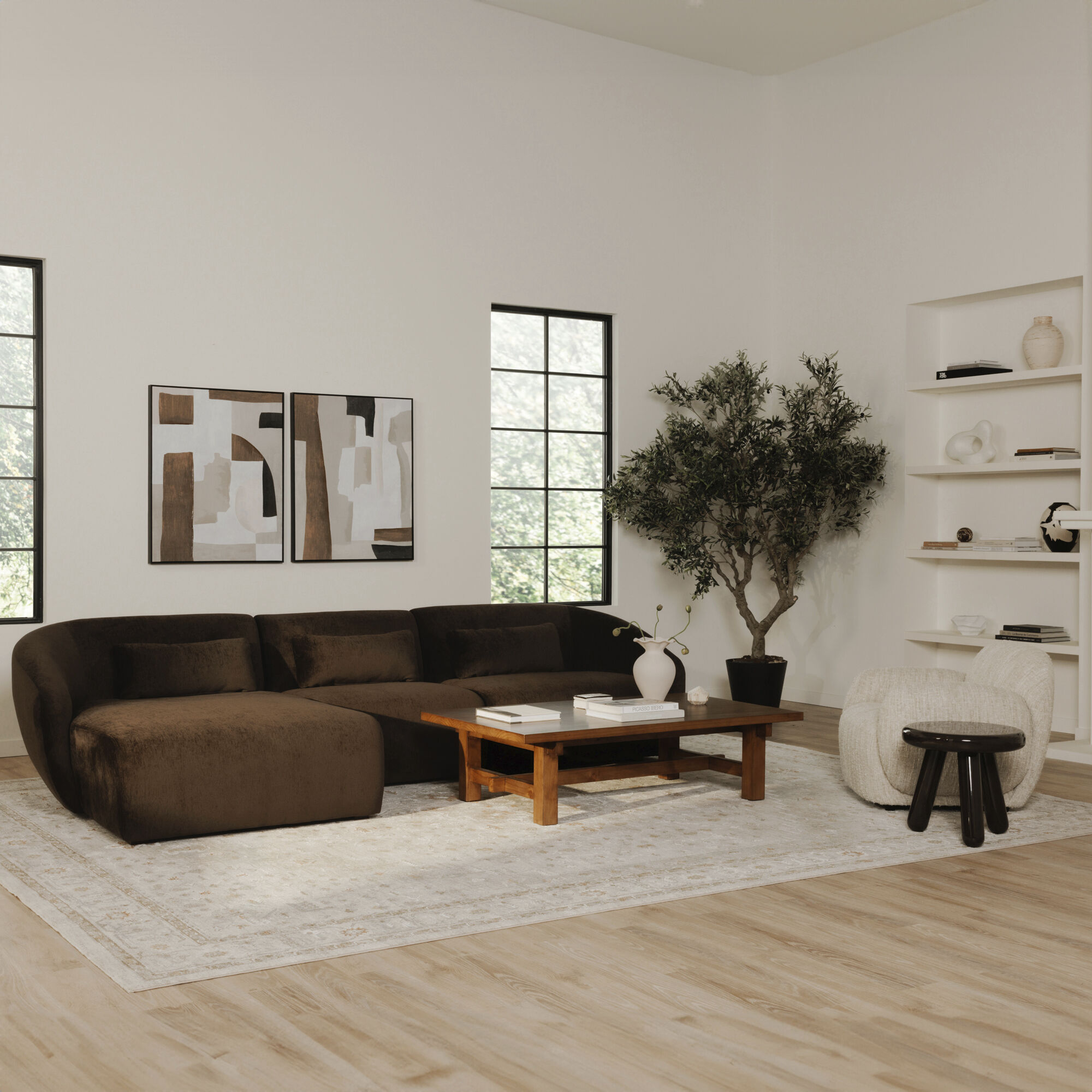 Amelia Dark Brown Chaise, Right