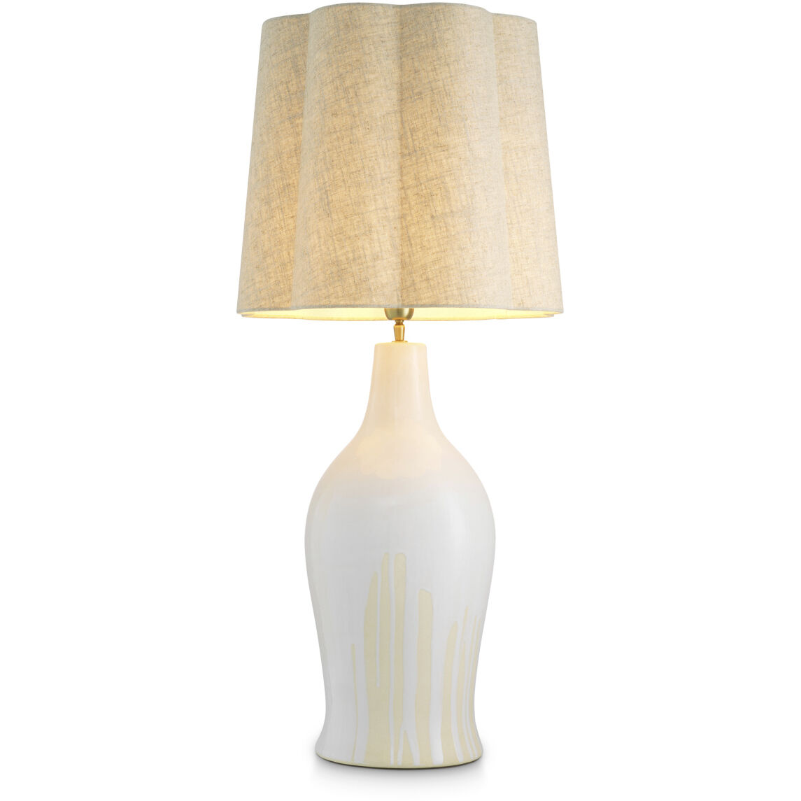 Beatriz 38.19 inch 100 watt White Drip-Effect with Vintage Brass Table Lamp Portable Light