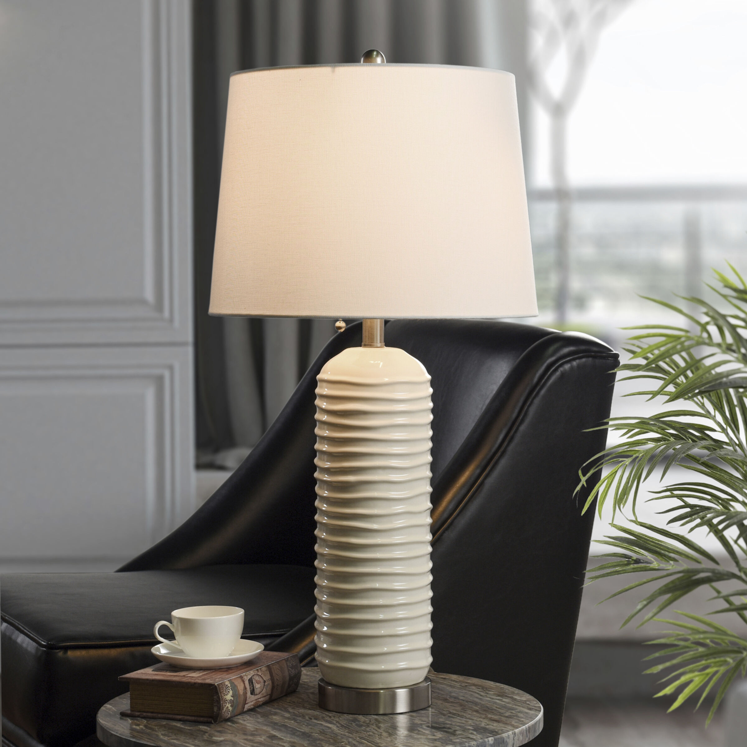 Alba 30 inch 100.00 watt Cream and Nickel Table Lamp Portable Light