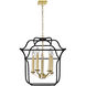 Tudor 5 Light 16 inch Satin Gold and Black Up Chandelier Ceiling Light
