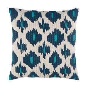 Kantha 18 X 18 inch Navy and Teal Throw Pillow