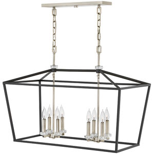 Stinson LED 34 inch Black with Polished Nickel Indoor Linear Chandelier Ceiling Light