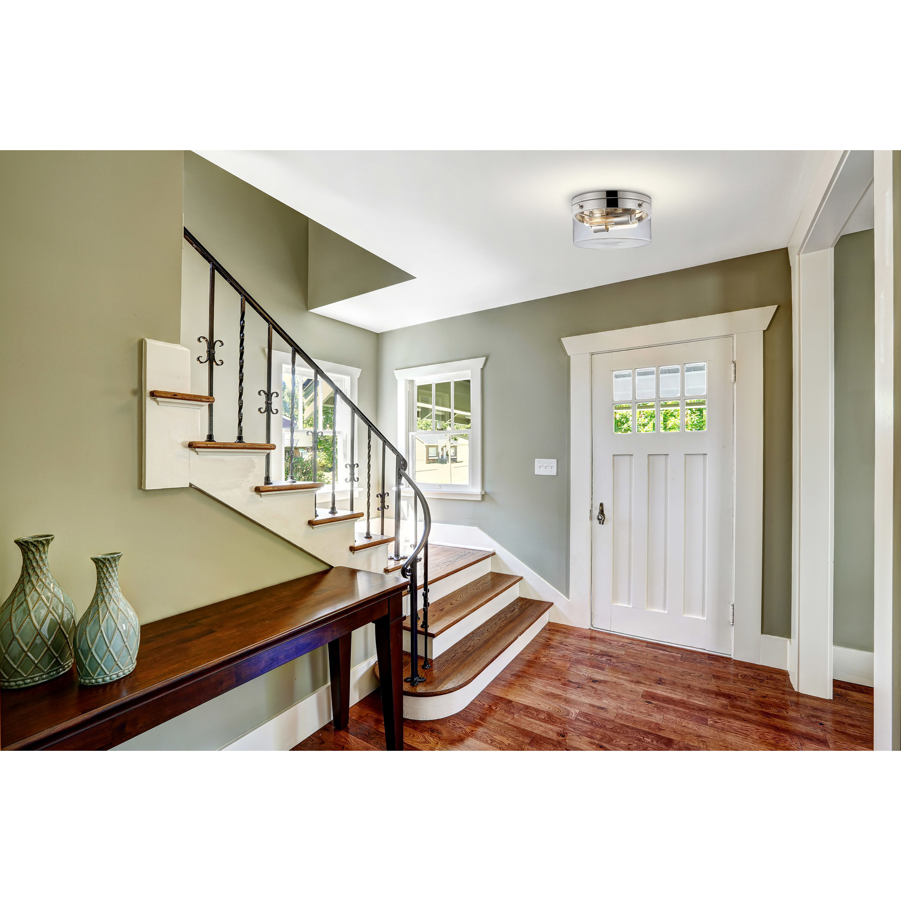 Intersection 2 Light 14 inch Polished Nickel Flush Ceiling Light