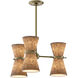 Gable 6 Light 24.25 inch Antique Natural Brass Pendant Ceiling Light in Storm Blue