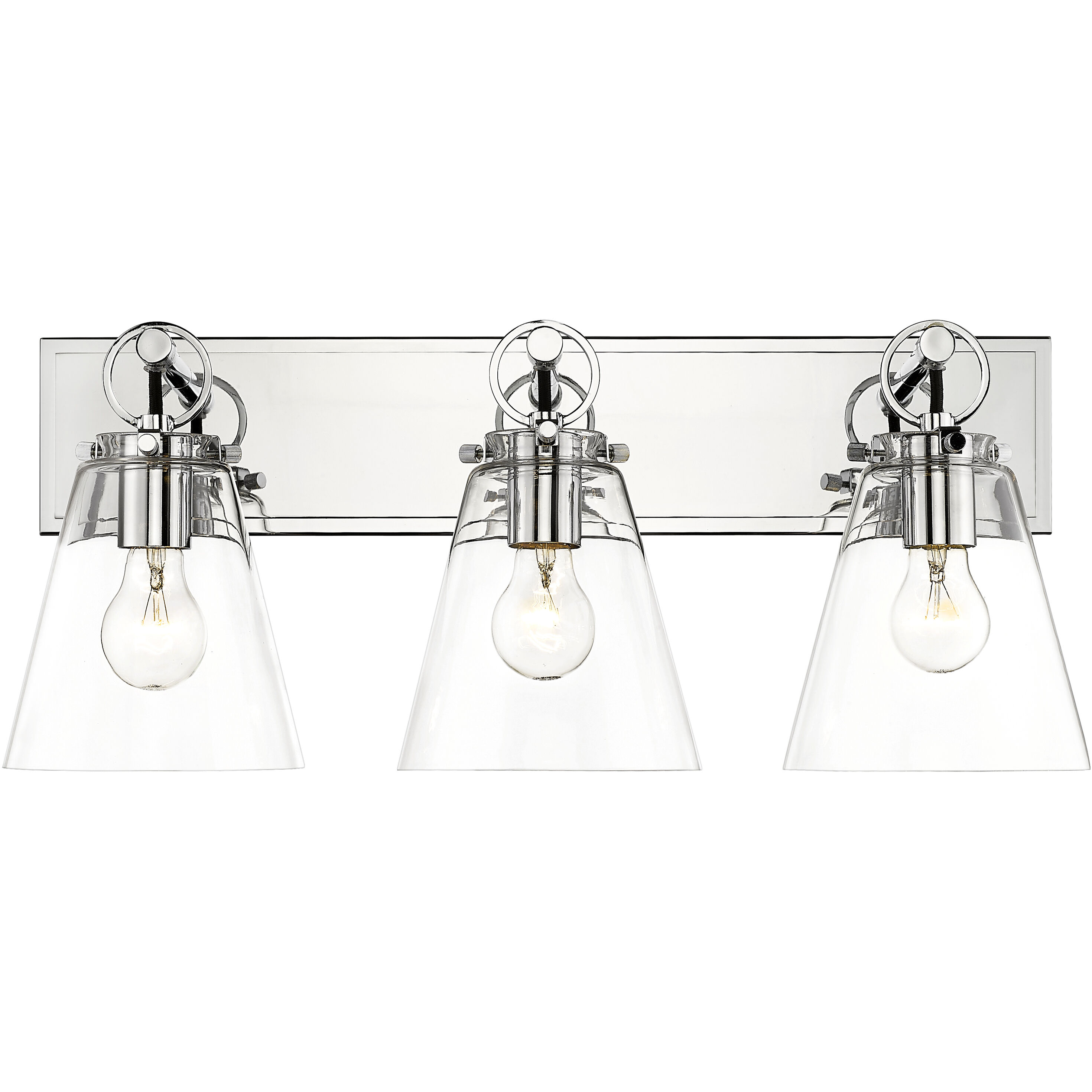 Harper 3 Light 23 inch Chrome Vanity Wall Light in Burnished Silver