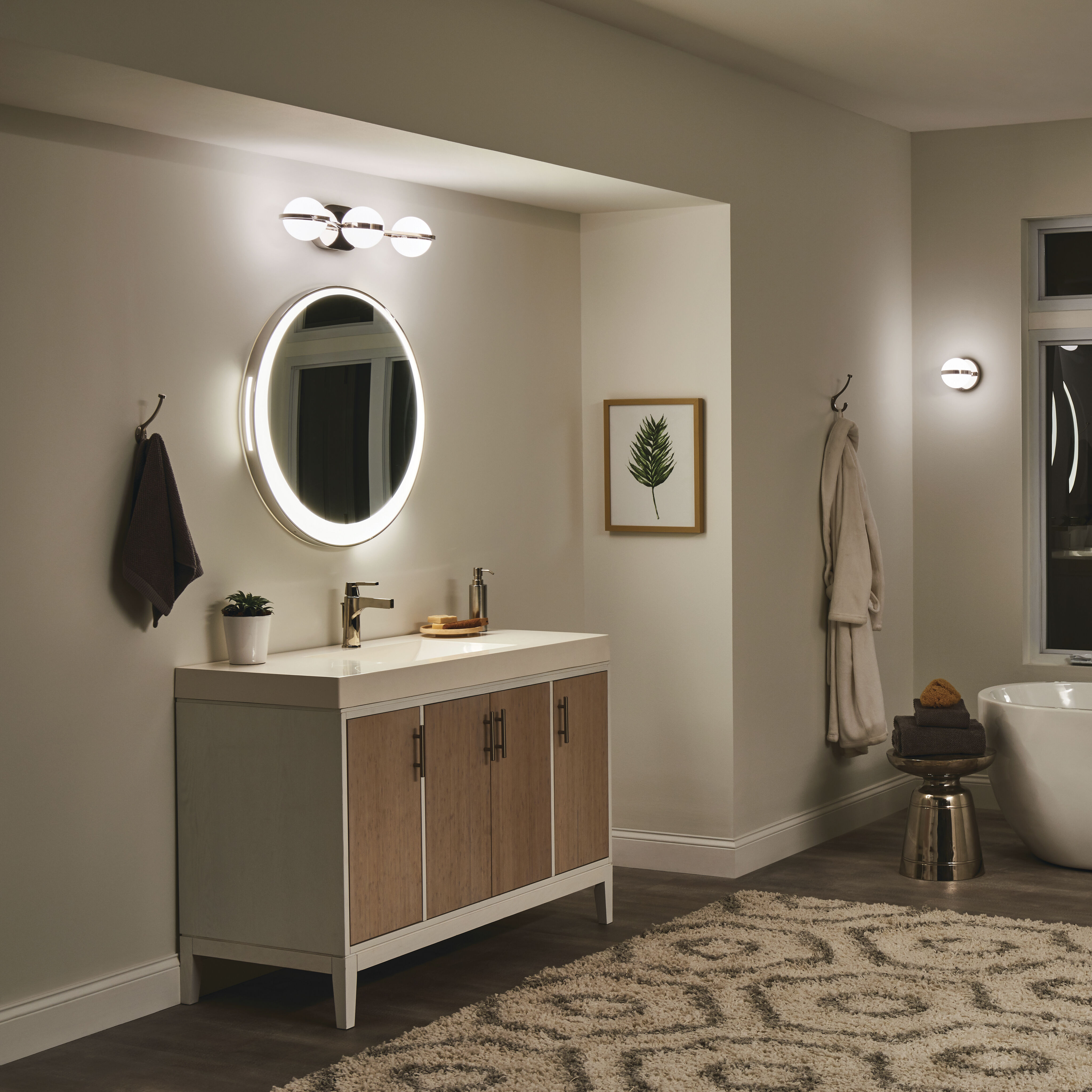 Brettin LED 24 inch Polished Nickel Bathroom Vanity Light Wall Light, 3 Arm