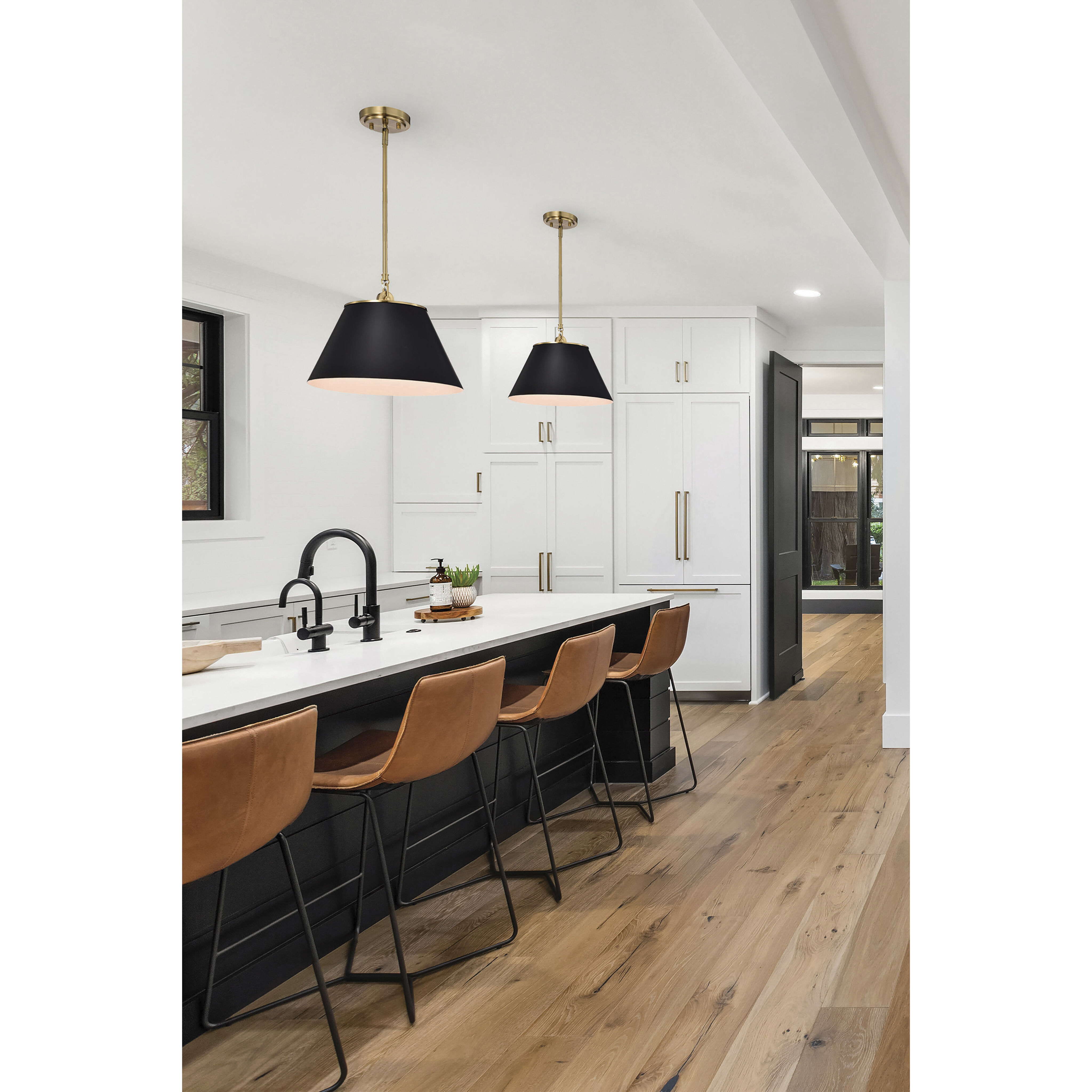 Dover 3 Light 20 inch Black/Vintage Brass Pendant Ceiling Light