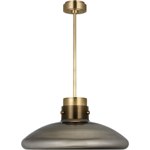 Avroko Morgan LED 22 inch Hand-Rubbed Antique Brass with Smoke Glass Pendant Ceiling Light