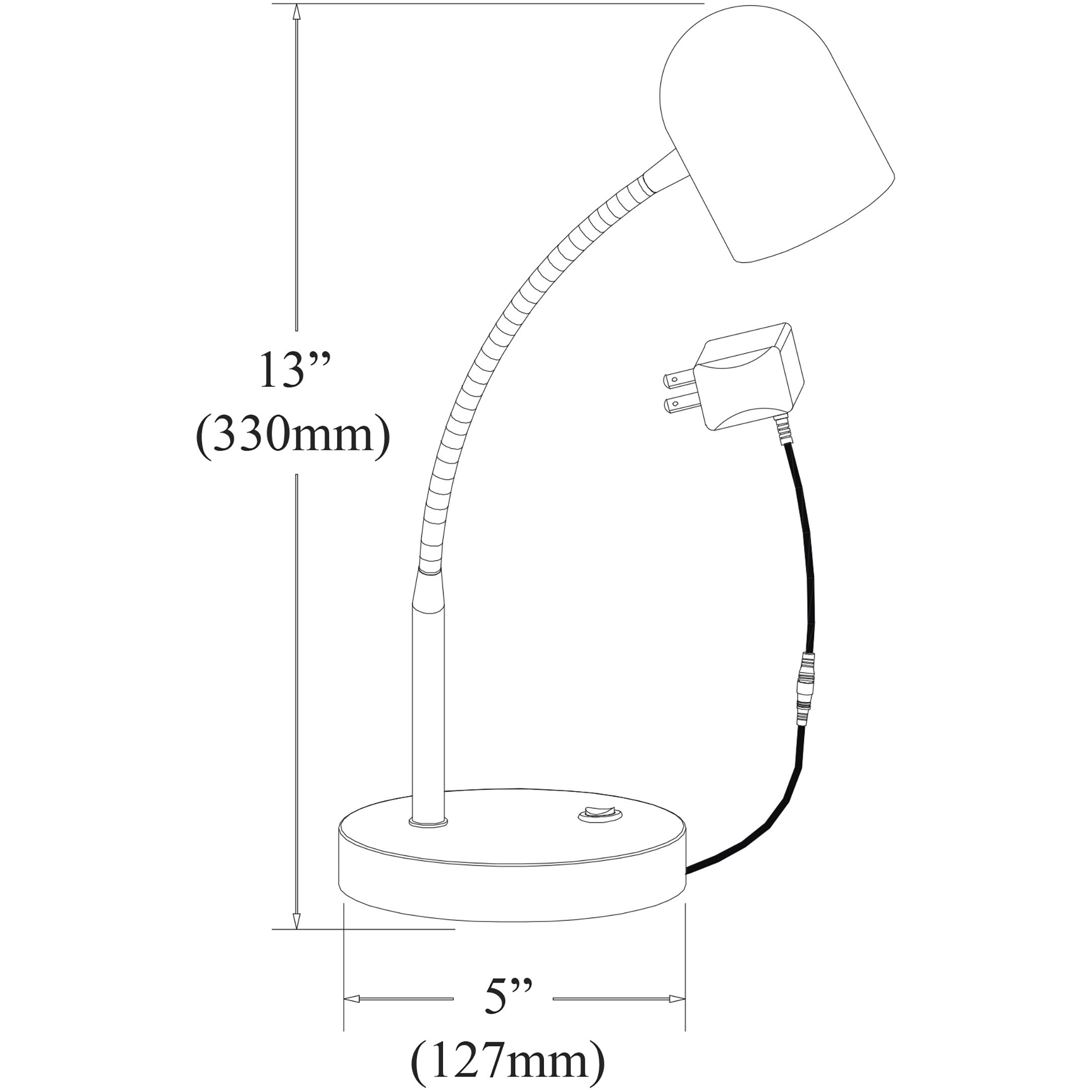 Contemporary 14 inch 5.00 watt Black Task Table Lamp Portable Light, Gooseneck