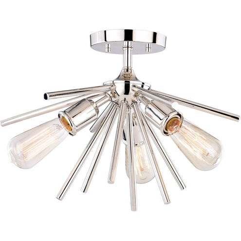 Estelle 3 Light 17 inch Polished Nickel Semi-Flush Mount Ceiling Light