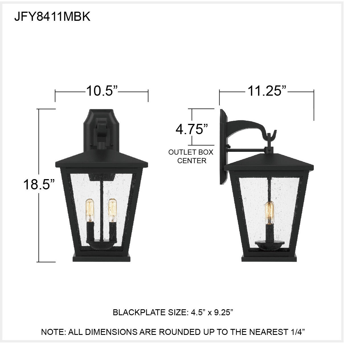 Joffrey 2 Light 19 inch Matte Black Outdoor Wall Lantern, Large