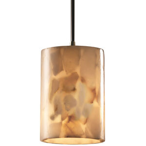 Alabaster Rocks LED 4 inch Antique Brass Pendant Ceiling Light in 700 Lm LED, Rigid Stem Kit, Cylinder with Flat Rim