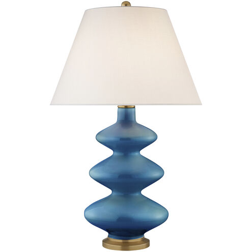 Christopher Spitzmiller Smith 29.25 inch 100 watt Aqua Crackle Table Lamp Portable Light in Linen, Medium