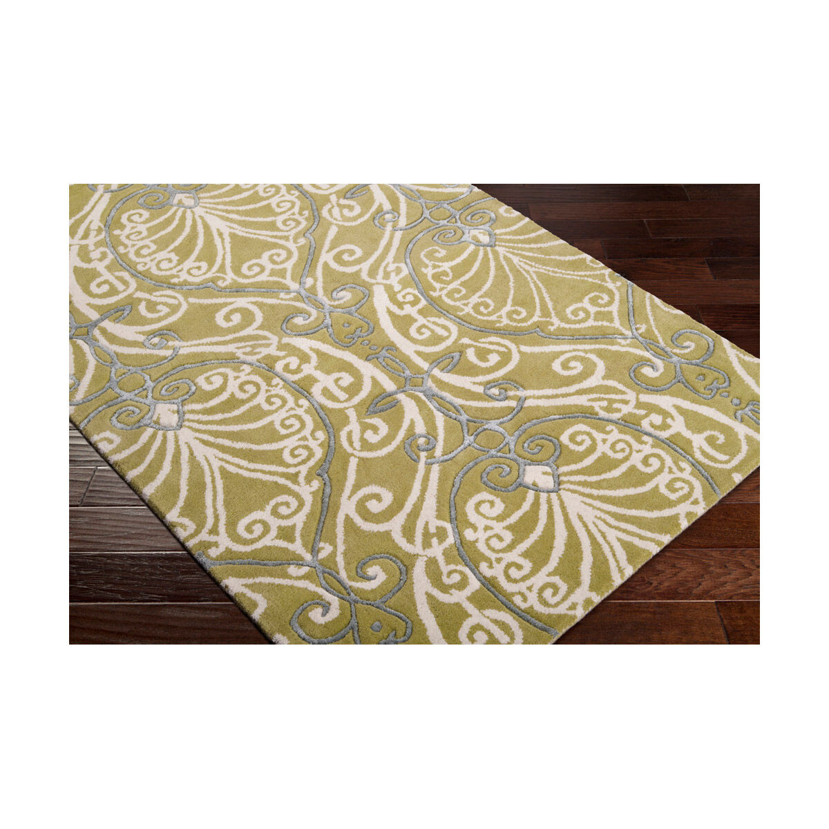 Modern Classics 96 X 30 inch Green and Neutral Runner, Wool