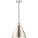 Edison Cone 1 Light 12 inch Polished Nickel Mini Pendant Ceiling Light