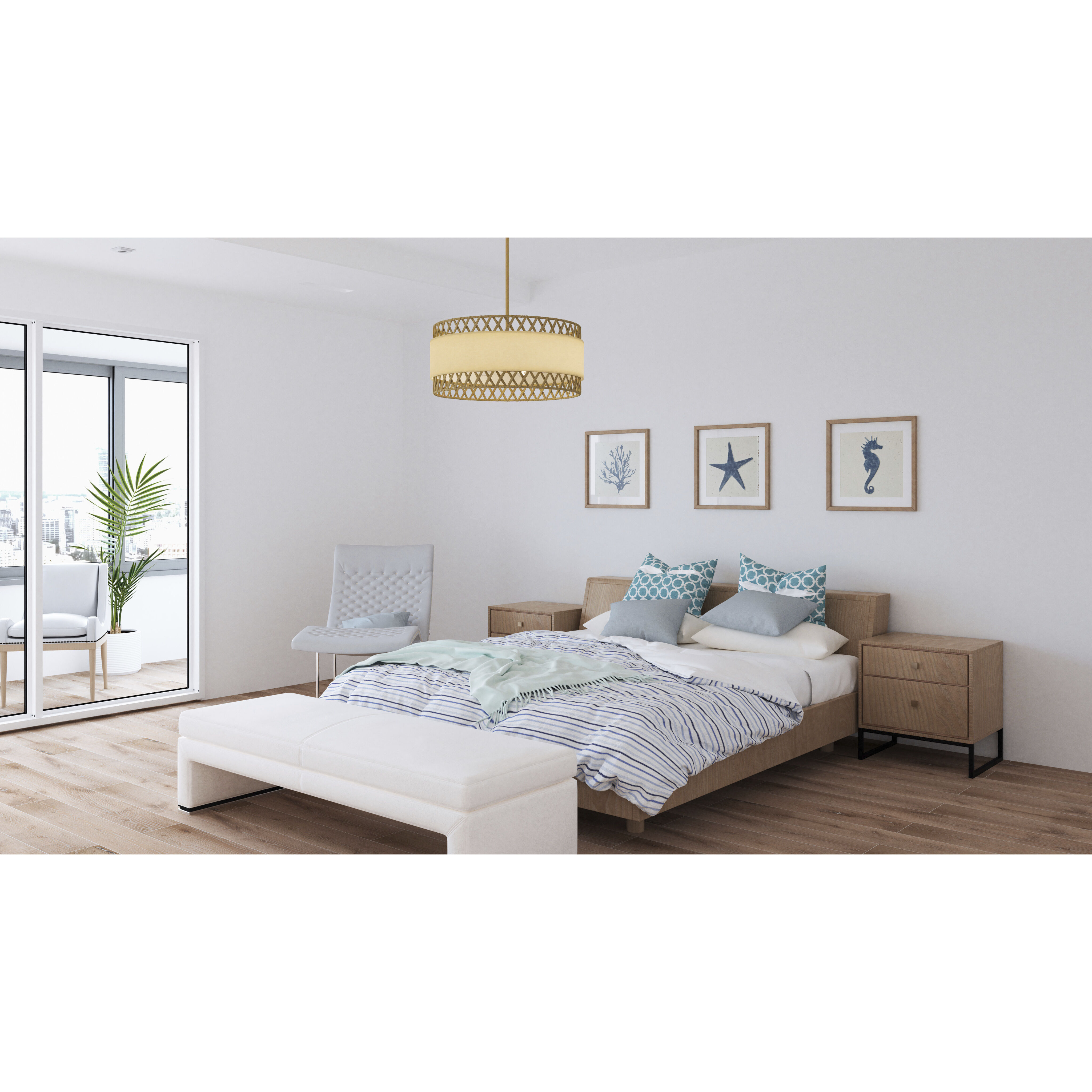 Kate 5 Light 24 inch Brushed Gold Pendant Ceiling Light, Large