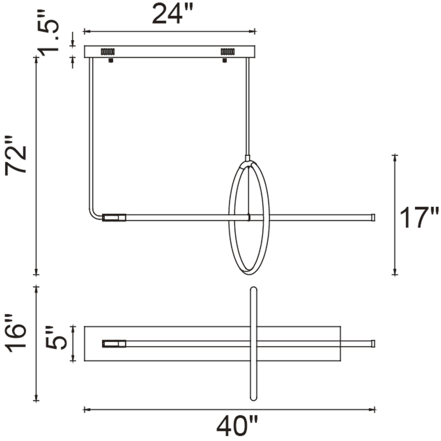 Hoops LED 40 inch Black Island/Pool Table Light Ceiling Light