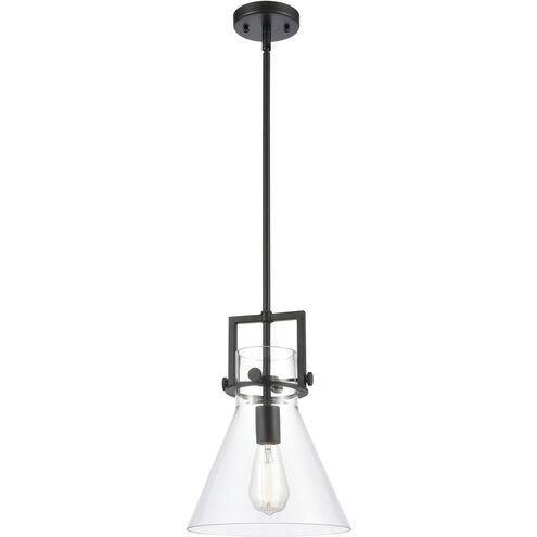 Newton Cone 1 Light 10 inch Matte Black Pendant Ceiling Light in Clear Glass