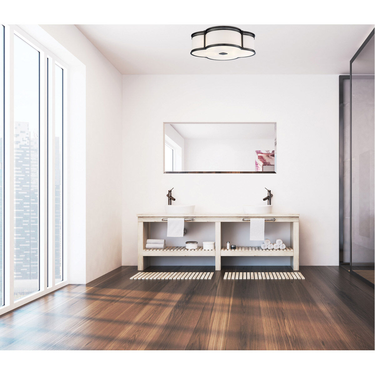 ML LED 22 inch Harvard Court Bronze Flush Mount Ceiling Light