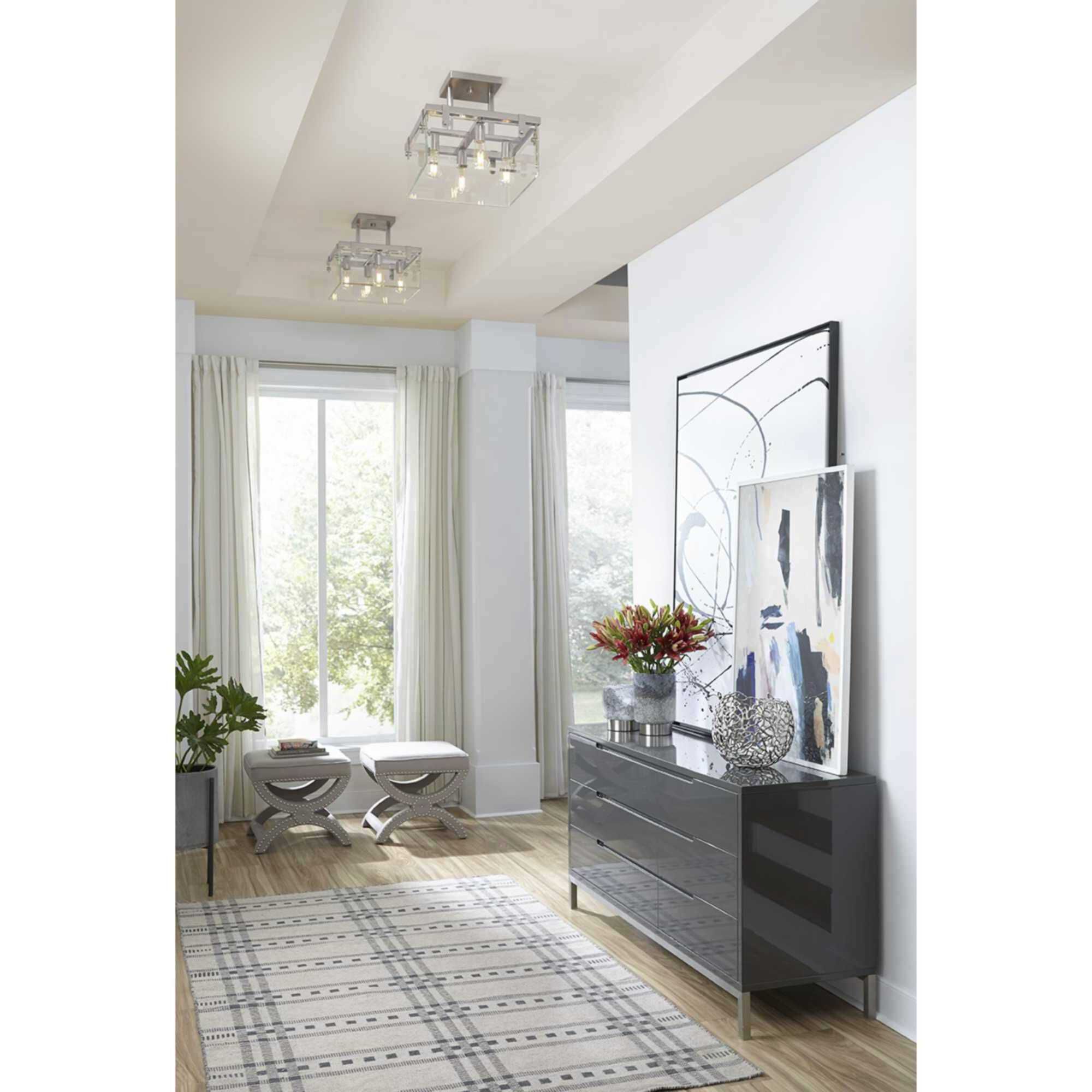 Glayse 4 Light 17 inch Brushed Nickel Semi-Flush Mount Convertible Ceiling Light, Design Series