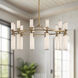 Edwin LED 37.5 inch Vintage Brass/Frosted Ribbed Glass Chandelier Ceiling Light