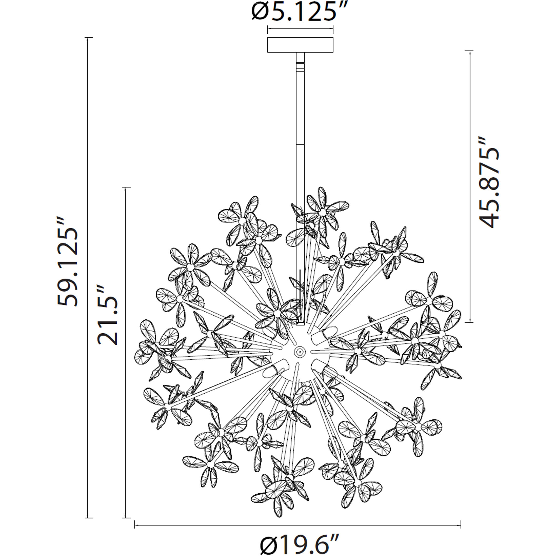 Adelle 8 Light 19.6 inch Matte Black Chandelier Ceiling Light