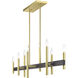 Denmark 8 Light 48 inch Satin Brass with Bronze Accents Linear Chandelier Ceiling Light