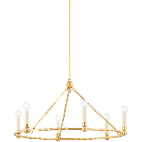 Josephine 6 Light 31 inch Vintage Gold Leaf Chandelier Ceiling Light