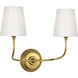 Thomas O'Brien Vendome LED 17.75 inch Hand-Rubbed Antique Brass Double Sconce Wall Light