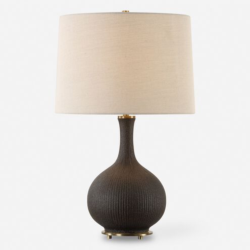 Rimini 24.25 inch 150.00 watt Matte Black Glaze with Rust Undertones and Brushed Antique Brass Table Lamp Portable Light