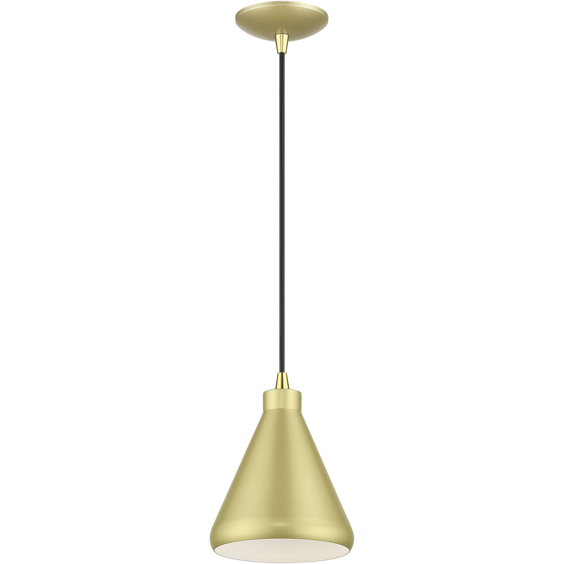 Geneva 1 Light 7 inch Soft Gold with Polished Brass Accents Mini Pendant Ceiling Light