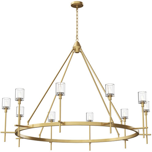 Salita 10 Light 57.75 inch Vintage Brass Chandelier Ceiling Light in Clear Crystal