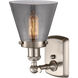 Ballston Small Cone LED 6 inch Brushed Satin Nickel Sconce Wall Light in Plated Smoke Glass, Ballston