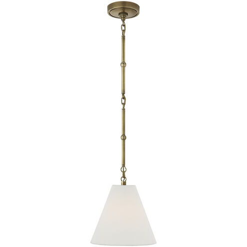 Thomas O'Brien Goodman 1 Light 10 inch Hand-Rubbed Antique Brass Hanging Shade Ceiling Light in Linen, Petite