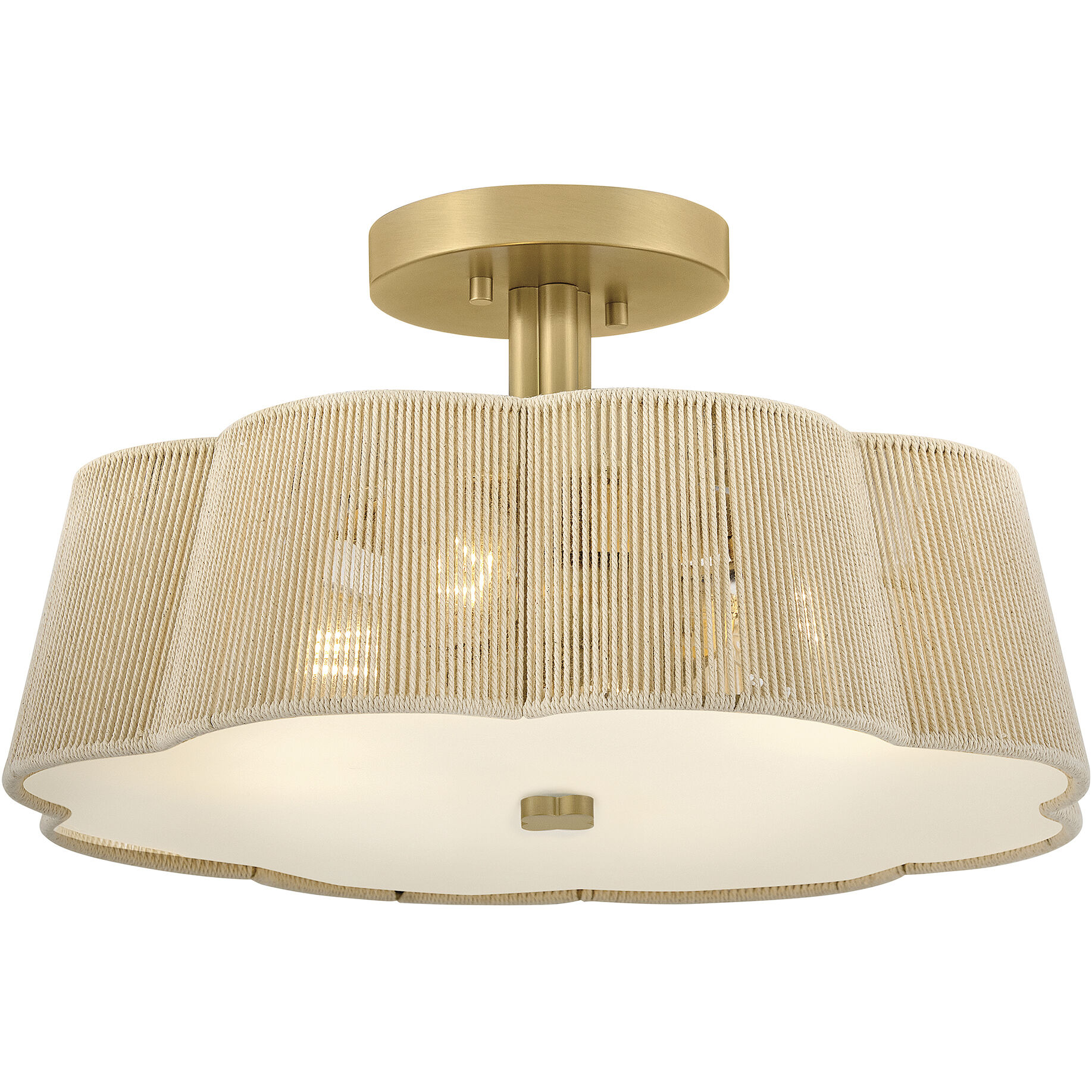 Sasha 4 Light 18 inch Lacquered Brass Semi-Flush Mount Ceiling Light