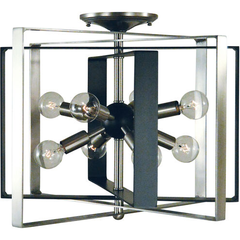 Interstellar 8 Light 18 inch Brushed Nickel with Matte Black Accents Semi-Flush Mount Ceiling Light