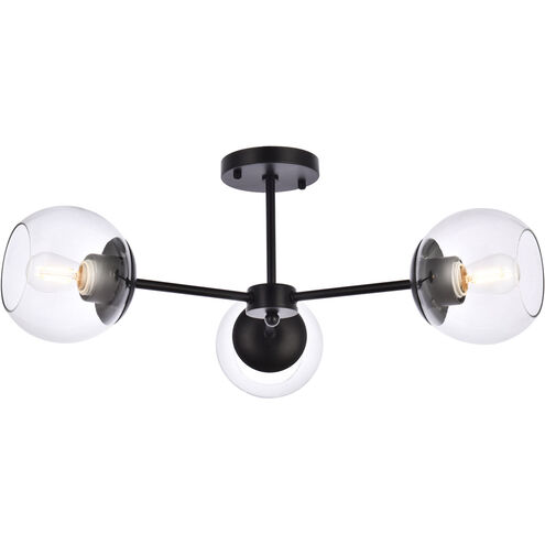 Briggs 3 Light 26 inch Black Flush Mount Ceiling Light