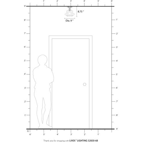 Everett 1 Light 9 inch Shiny Black with Chrome Finish Accents Semi-Flush Ceiling Light