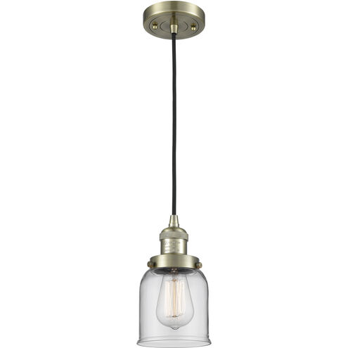 Franklin Restoration Small Bell 1 Light 5 inch Antique Brass Mini Pendant Ceiling Light in Incandescent, Clear Glass, Franklin Restoration