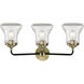 Nouveau Bellmont 3 Light 24 inch Black Antique Brass Bath Vanity Light Wall Light in Clear Glass, Nouveau