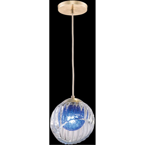 Nest 1 Light 8 inch Gold Drop Light Ceiling Light in Cobalt Blue Studio Glass