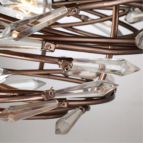 Offshoot 3 Light 18 inch Bronze Pendant Ceiling Light, Premium Pre-Installed Crystal
