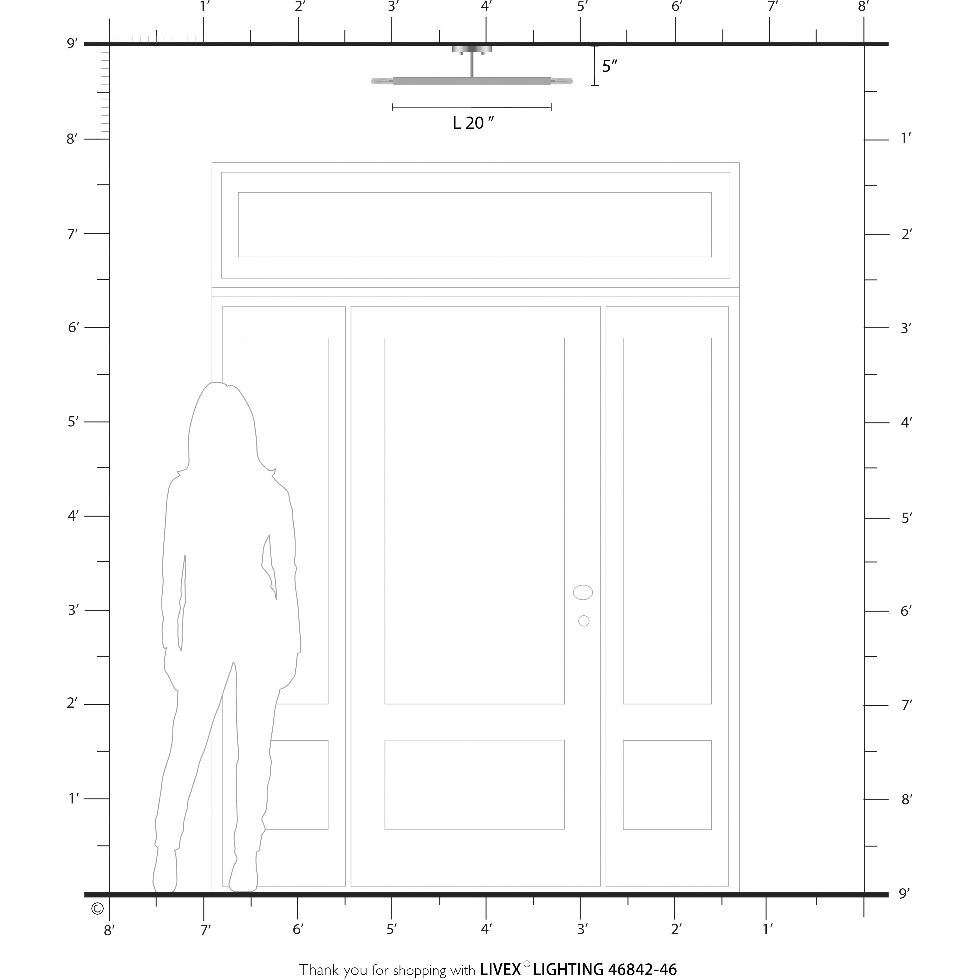 Monaco 2 Light 5.13 inch Black Chrome Semi-Flush Ceiling Light