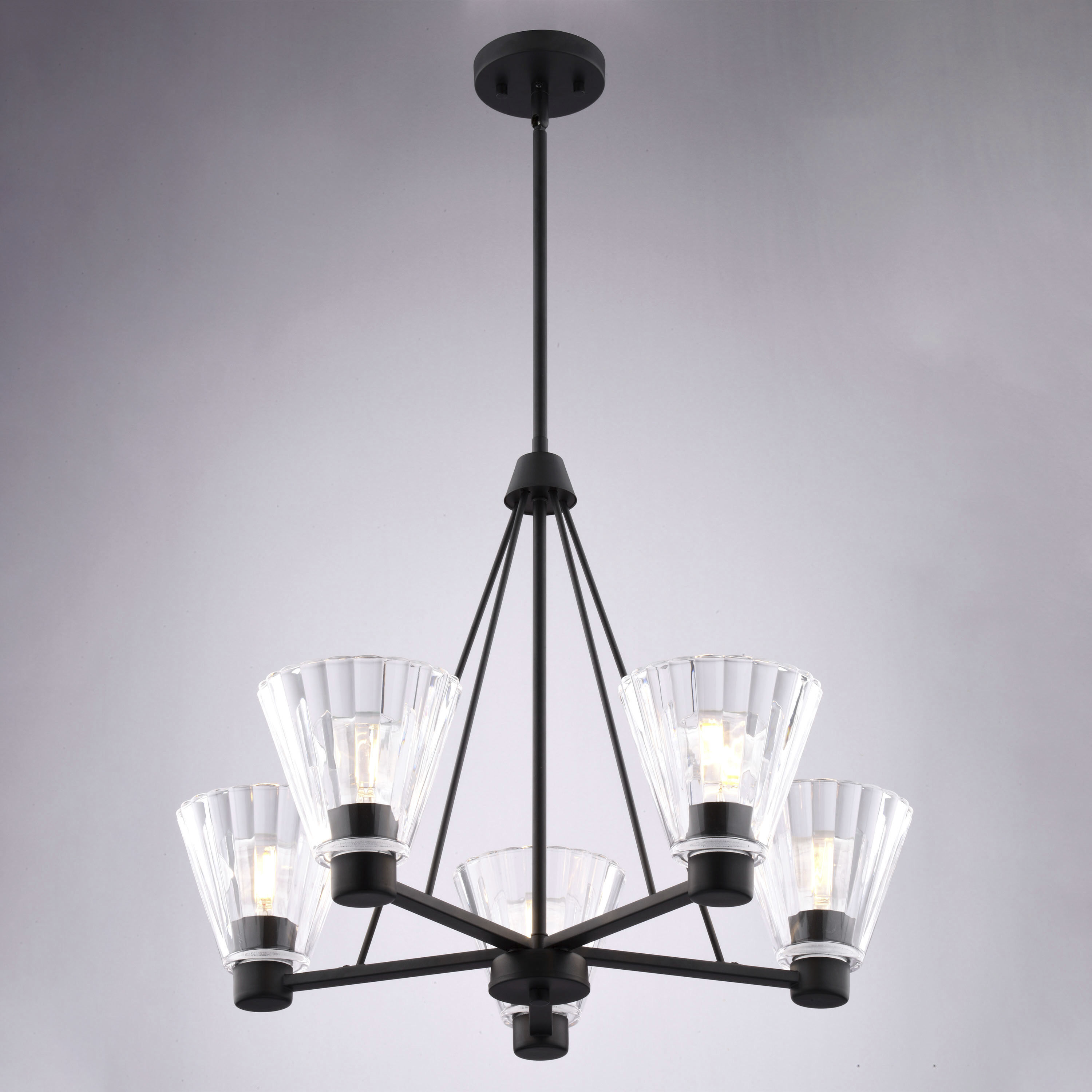 Dalton 5 Light 25.5 inch Matte Black Chandelier Ceiling Light