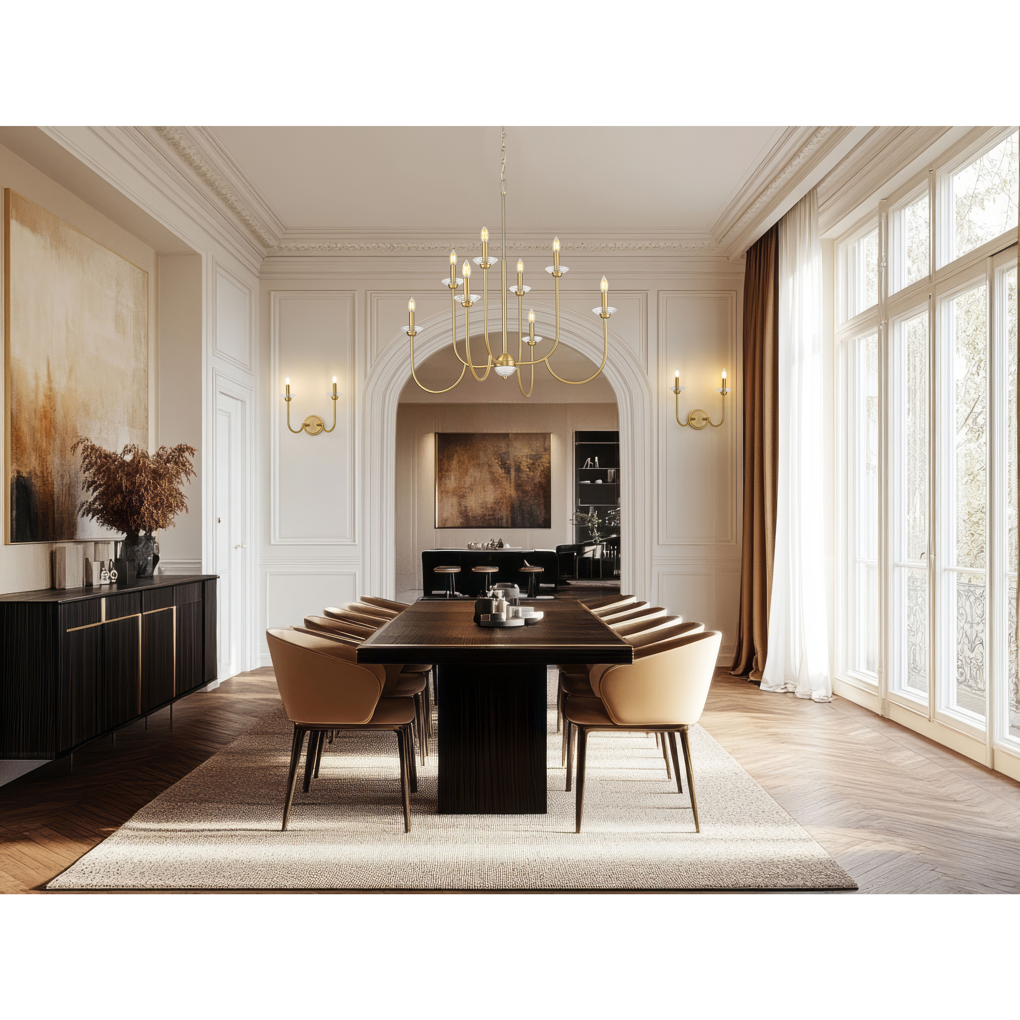 Allistair 8 Light 36 inch Modern Gold Chandelier Ceiling Light